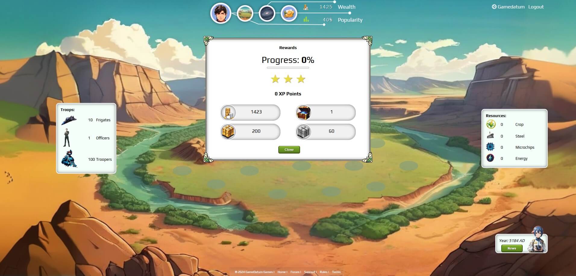 Awards and rewards interface